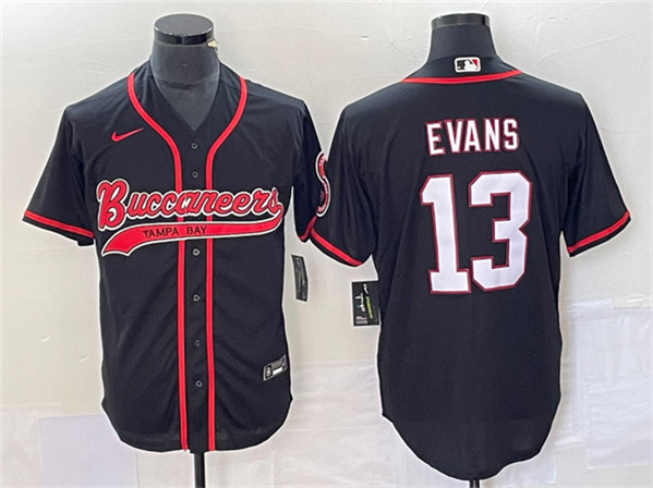 Men's Tampa Bay Buccaneers #13 Mike Evans Black Cool Base Stitched Baseball Jersey